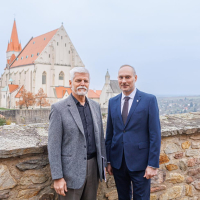 Prezident České republiky Petr Pavel se znojemským starostou Františkem Koudelou. zdroj: FB Františka Koudely