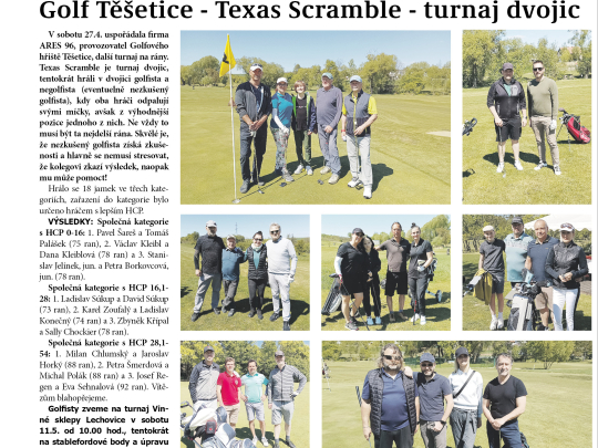 Golf Těšetice - Texas Scramble - turnaj dvojic