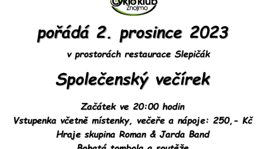 Společenský cyklistický večírek 26. ročník – 2. 12. 2023