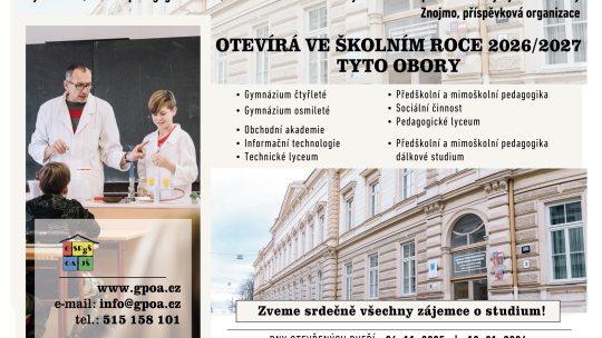 GPOA otevře dveře zájemcům o studium v sobotu 10. ledna