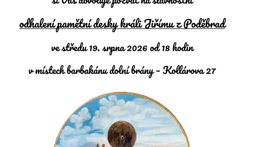 Ve Znojmě odhalí pamětní desku Jiřímu z Poděbrad
