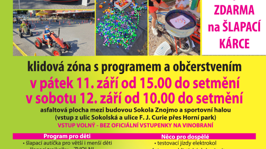 Klidová zóna nabídne program pro děti i rodiče