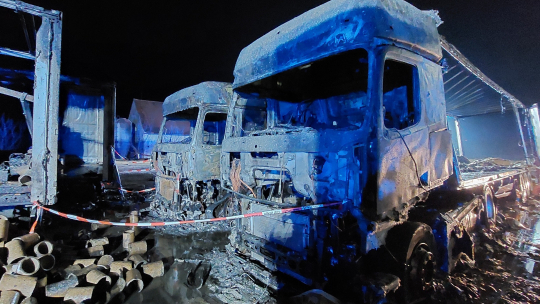 Požár kamionů v Citonicích způsobil milionové škody