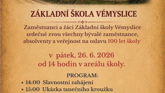 Základní škola ve Vémyslicích slaví 100 let