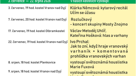 Festival FATYMské kulturní léto nabídne pestrý hudební program