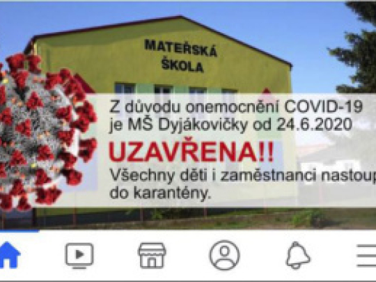 Na informace o nákaze koronavirem v Dyjákovičkách vyhlásila hygiena embargo
