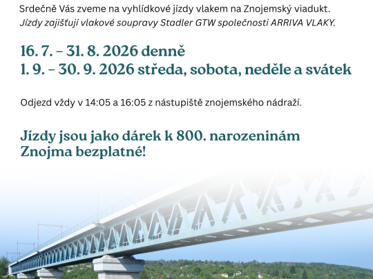 Vyhlídkové vlaky nabídnou netradiční pohled na Znojmo