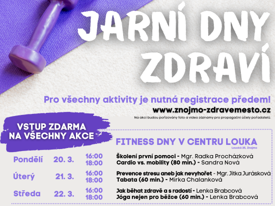 Fitness dny, přednášky, procházky a program pro děti! To a mnohem více nabídnou Jarní Dny zdraví 2023