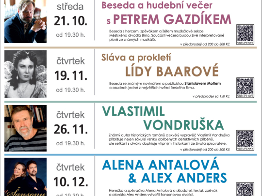 Harvart chystá podzim plný hudby a besed. Dorazí Pospíšil, Vondruška i Antalová