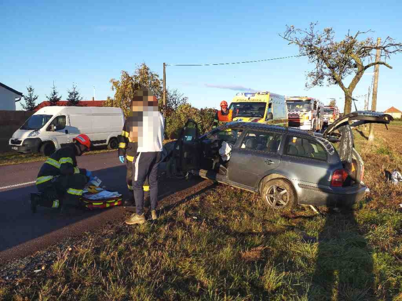 Sobotní nehoda u Dyje, kde řidič narazil do stromu; foto: HZS JMK